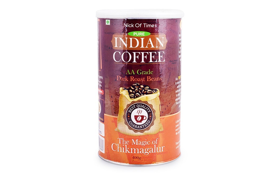 Nick Of Time AA Grade Dark Roasted Beans Coffee   Container  400 grams
